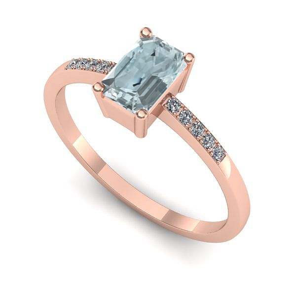 Inel din aur roz cu aquamarin