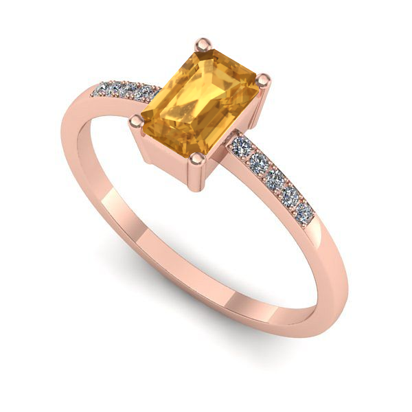 Inel de logodna din aur roz cu citrin