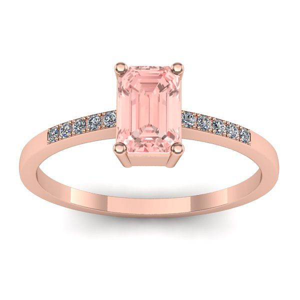 Inel de logodna cu diamant de laborator roz dreptunghiular