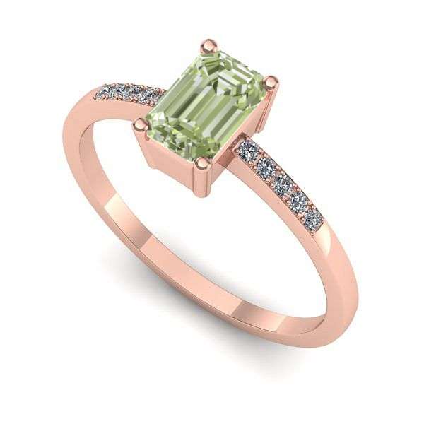 Inel din aur roz cu diamant de laborator verde