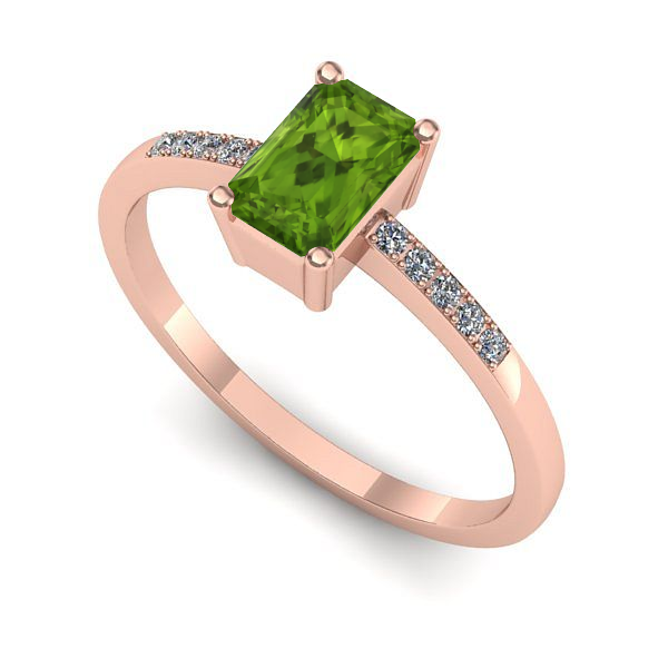 Inel logodna din aur roz cu peridot