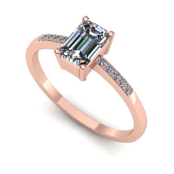 Inel logodna din aur roz cu safir alb