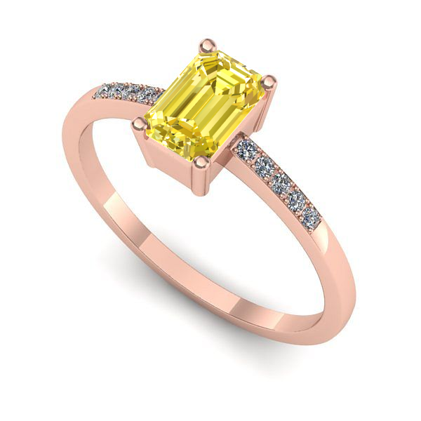 Inel de logodna din aur roz cu safir galben