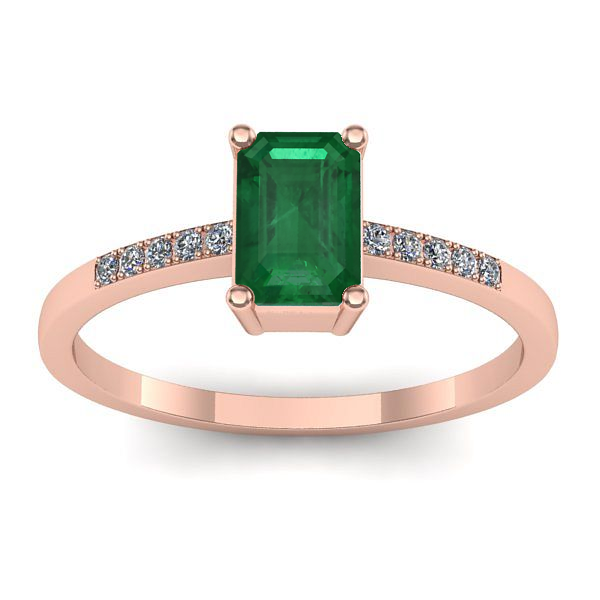Inel de logodna cu smarald dreptunghiular
