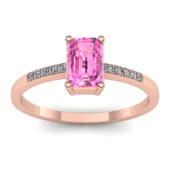 Inel cu safir roz dreptunghiular