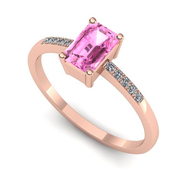 Inel de logodna din aur roz cu safir roz