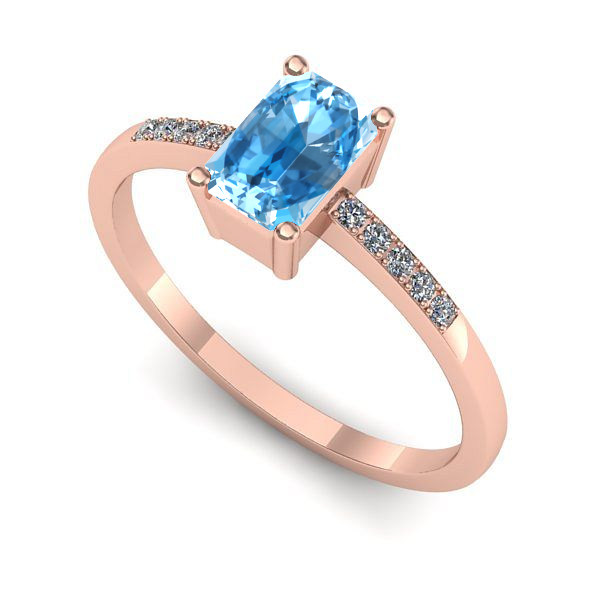 Inel de logodna din aur roz cu topaz blue