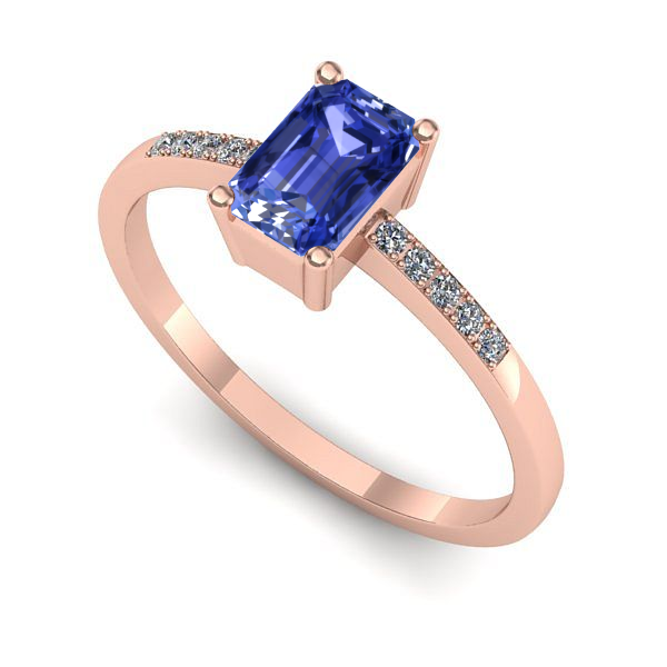 Inel de logodna din aur roz cu tanzanit