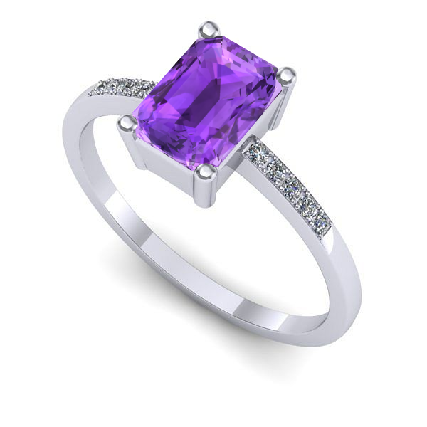 Inel de logodna din aur alb cu ametist