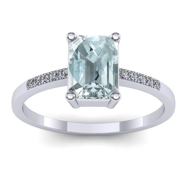 Inel de logodna cu aquamarin dreptunghiular