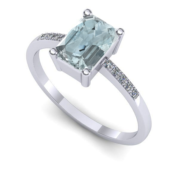 Inel din aur alb cu aquamarin