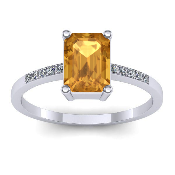 Inel cu citrin dreptunghiular