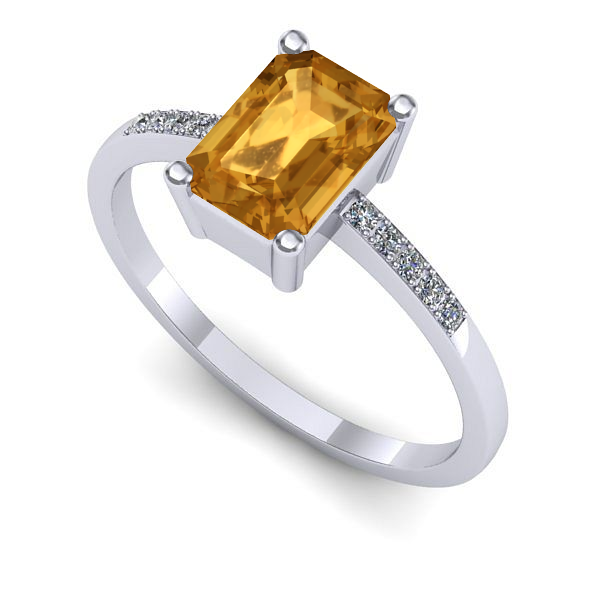 Inel logodna din aur alb cu citrin