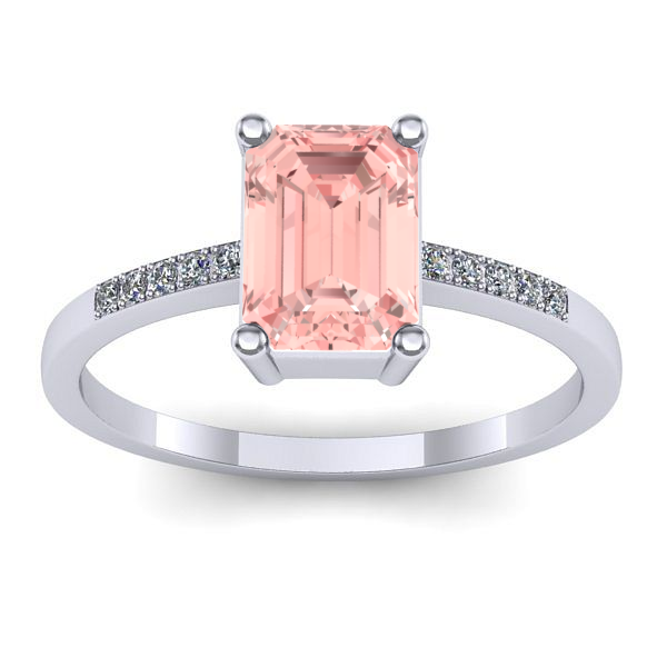 Inel logodna cu diamant de laborator roz dreptunghiular