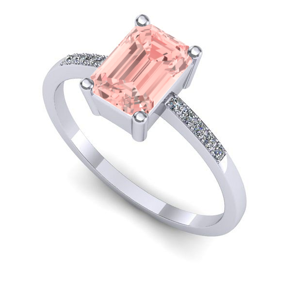 Inel din aur alb cu diamant de laborator roz