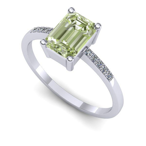 Inel din aur alb cu diamant de laborator verde