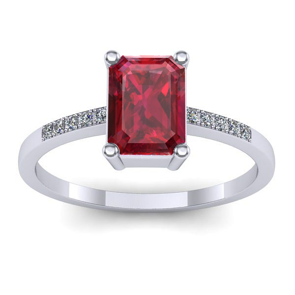 Inel de logodna cu rubin dreptunghiular