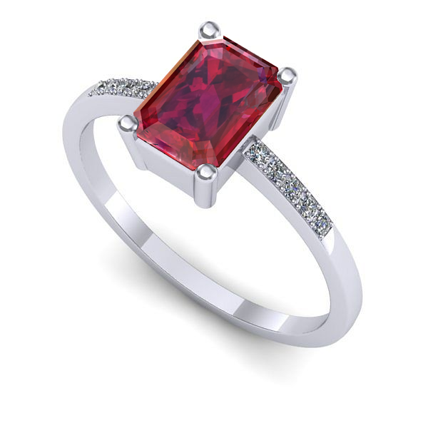 Inel logodna din aur alb cu rubin