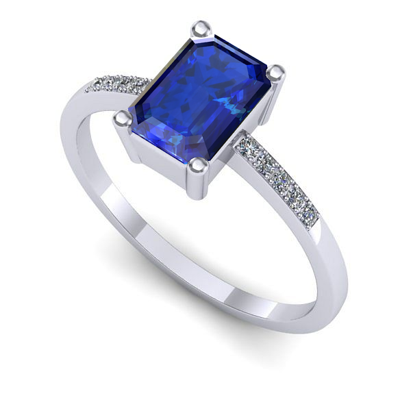 Inel logodna din aur alb cu safir