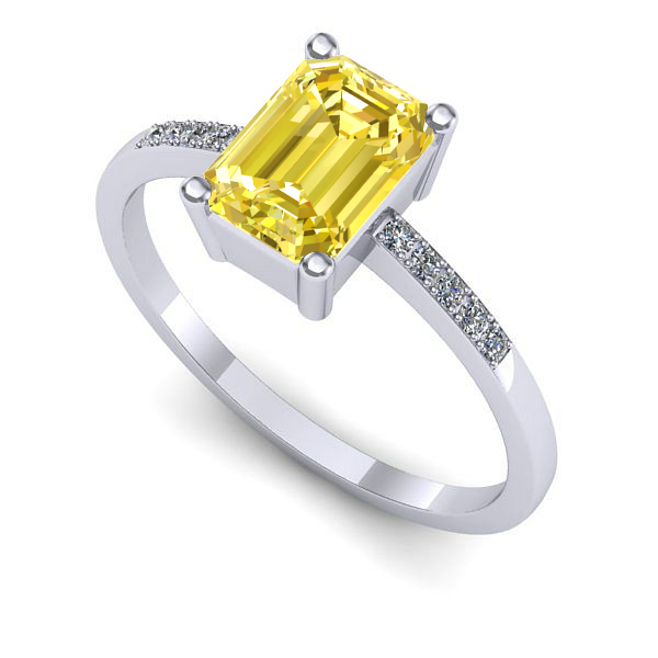 Inel din aur alb cu safir galben