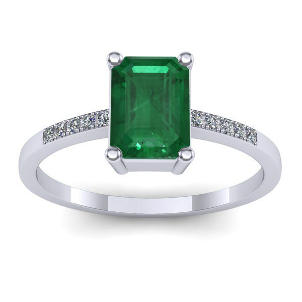 Inel logodna cu smarald dreptunghiular