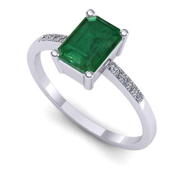 Inel de logodna din aur alb cu smarald