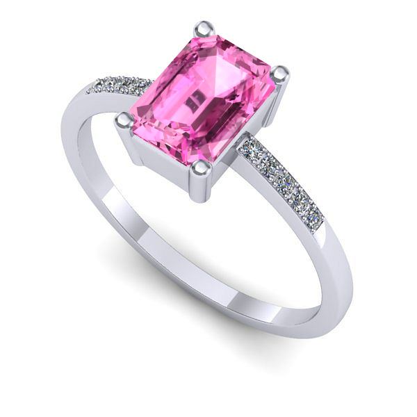 Inel de logodna din aur alb cu safir roz