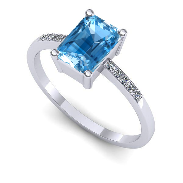 Inel de logodna din aur alb cu topaz blue