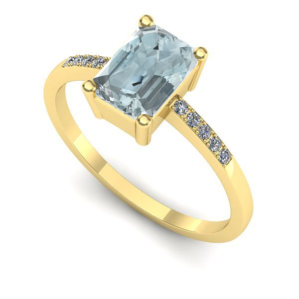 Inel de logodna din aur galben cu aquamarin