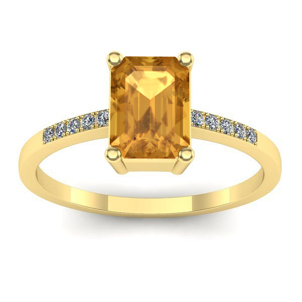 Inel logodna cu citrin dreptunghiular