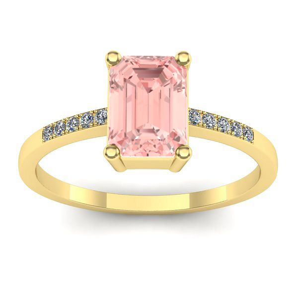 Inel cu diamant de laborator roz dreptunghiular