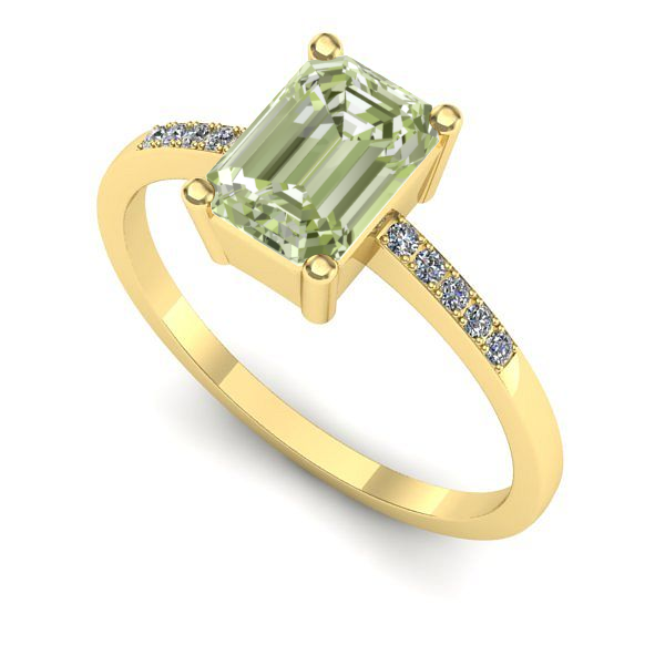 Inel de logodna din aur galben cu diamant de laborator verde