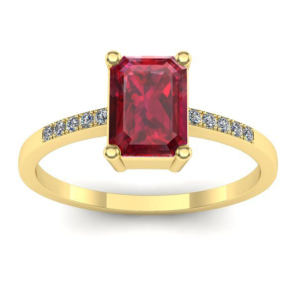 Inel cu rubin dreptunghiular