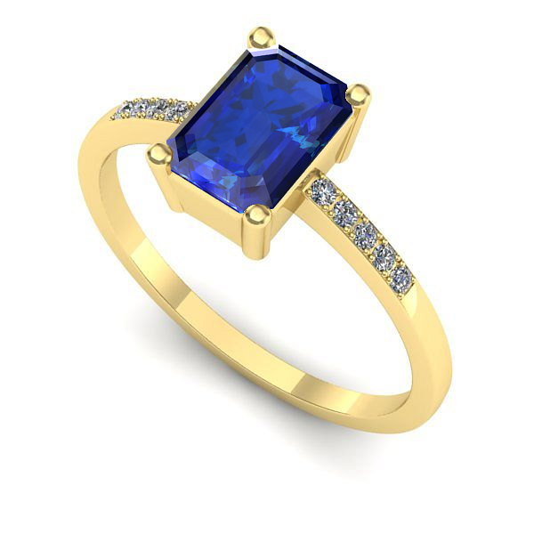 Inel logodna din aur galben cu safir