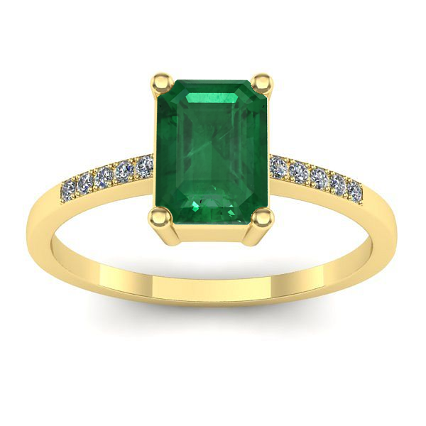 Inel logodna cu smarald dreptunghiular