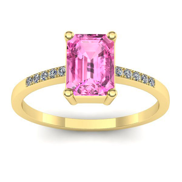 Inel de logodna cu safir roz dreptunghiular