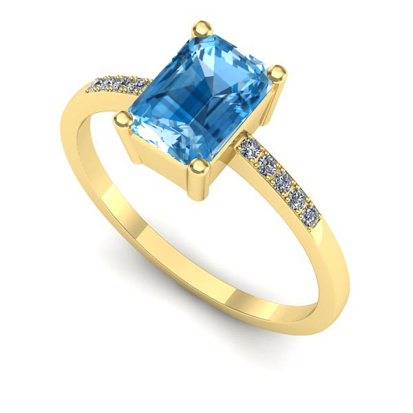 Inel logodna din aur galben cu topaz blue