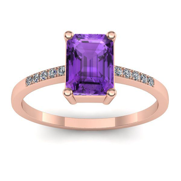 Inel cu ametist dreptunghiular