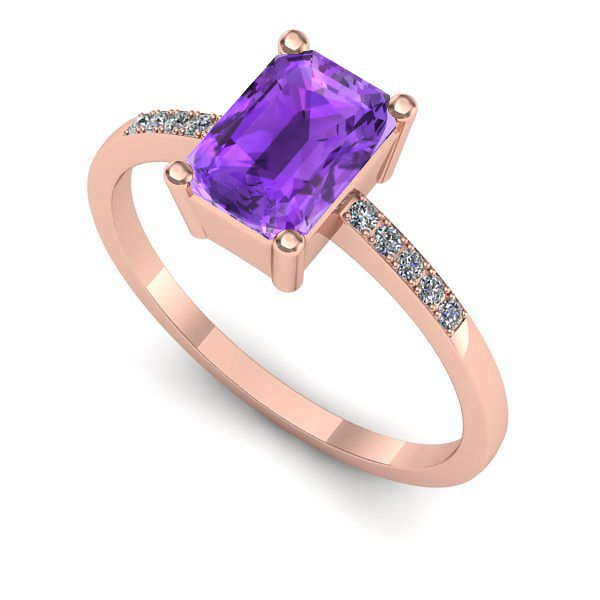 Inel logodna din aur roz cu ametist