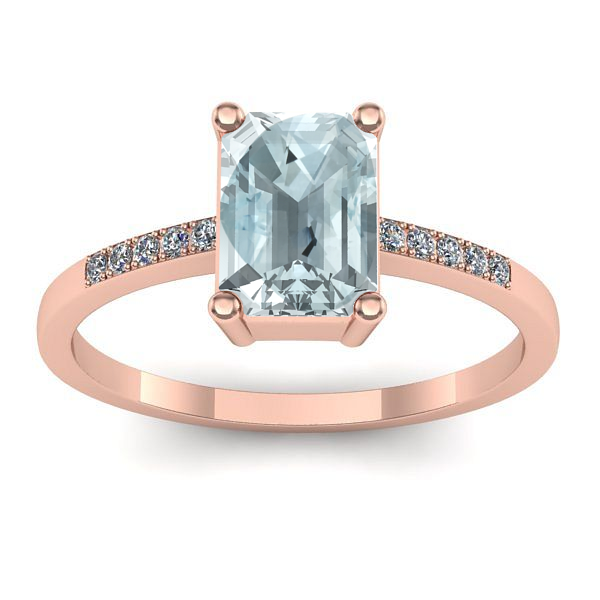 Inel de logodna cu aquamarin dreptunghiular