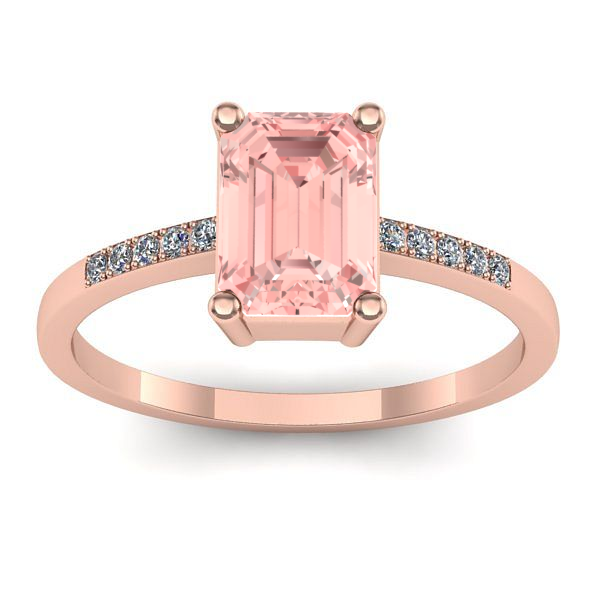 Inel logodna cu diamant de laborator roz dreptunghiular