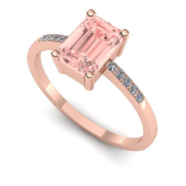 Inel logodna din aur roz cu diamant de laborator roz