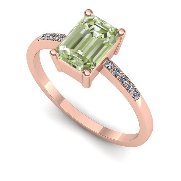 Inel de logodna din aur roz cu diamant de laborator verde