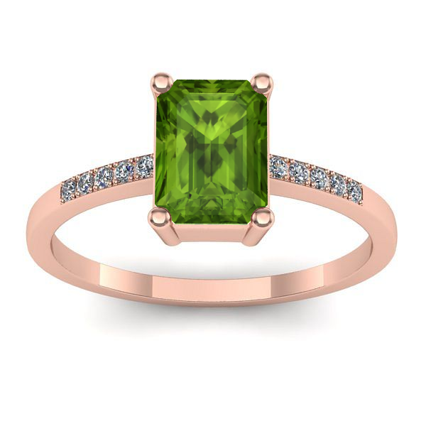 Inel de logodna cu peridot dreptunghiular