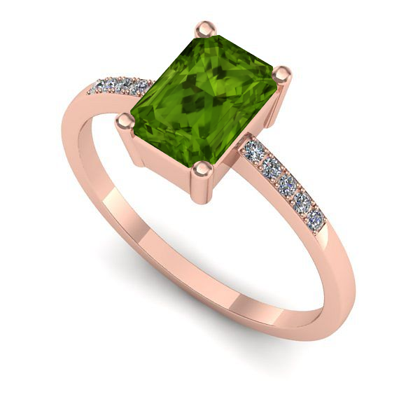 Inel de logodna din aur roz cu peridot