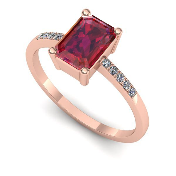 Inel din aur roz cu rubin