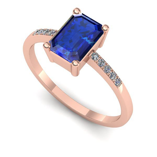 Inel logodna din aur roz cu safir