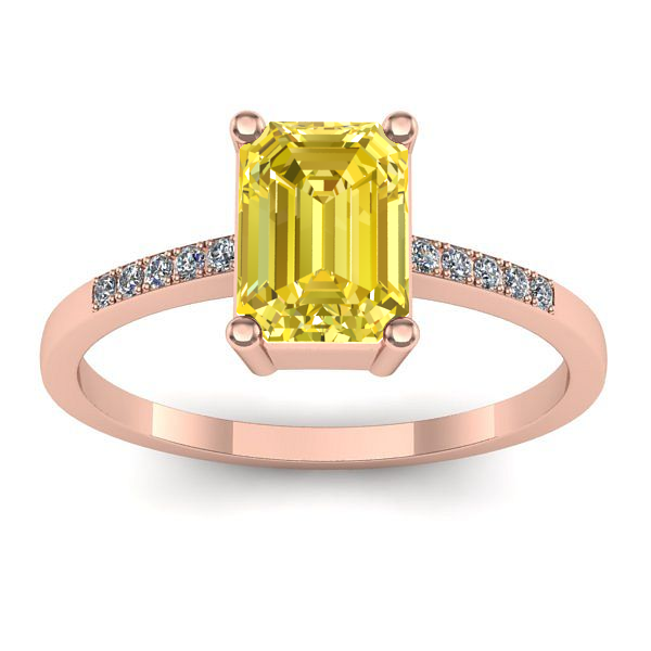 Inel logodna cu safir galben dreptunghiular