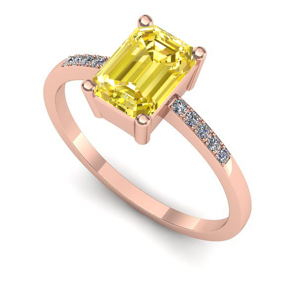 Inel de logodna din aur roz cu safir galben