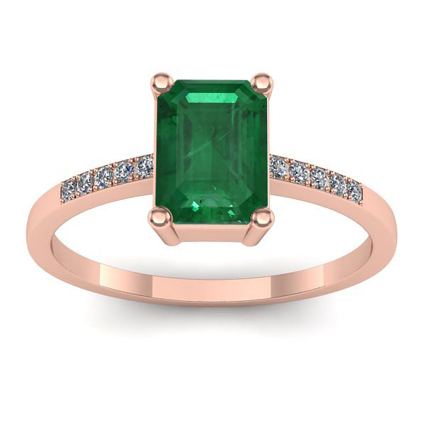 Inel logodna cu smarald dreptunghiular